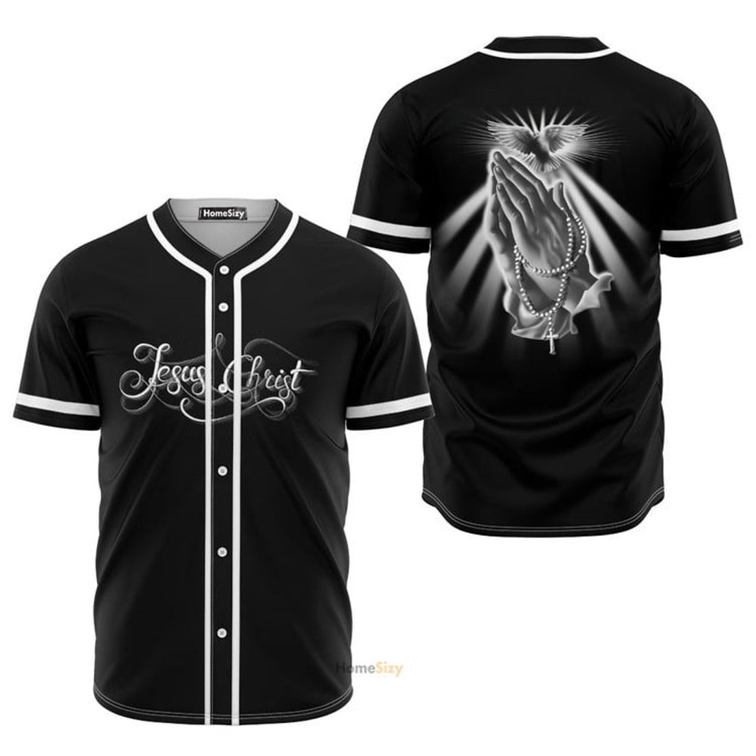 Jesus Christ Hand Black And White - Baseball Jersey