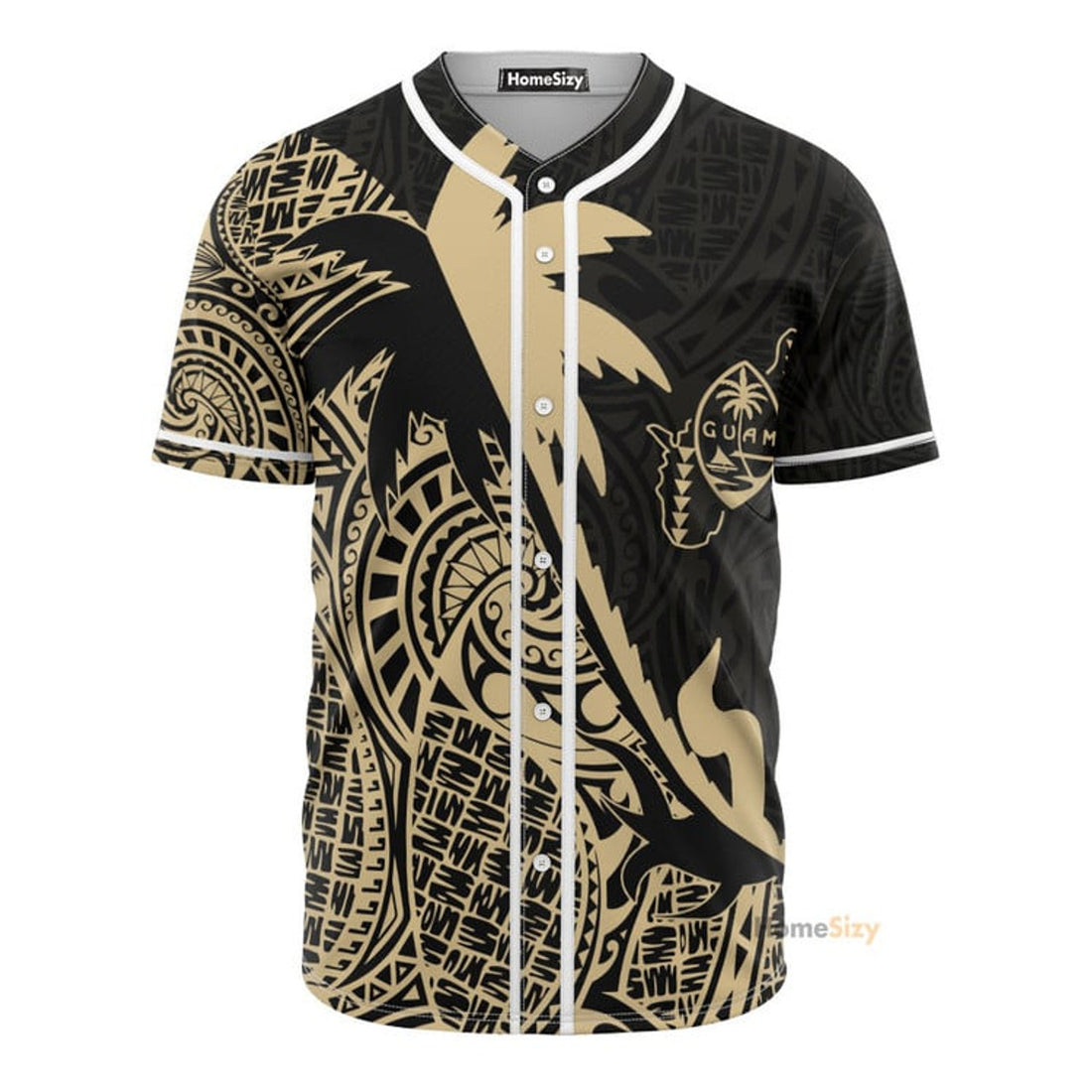 Guam Coconut Palm Gold Tropical Polynesians - Baseball Jersey