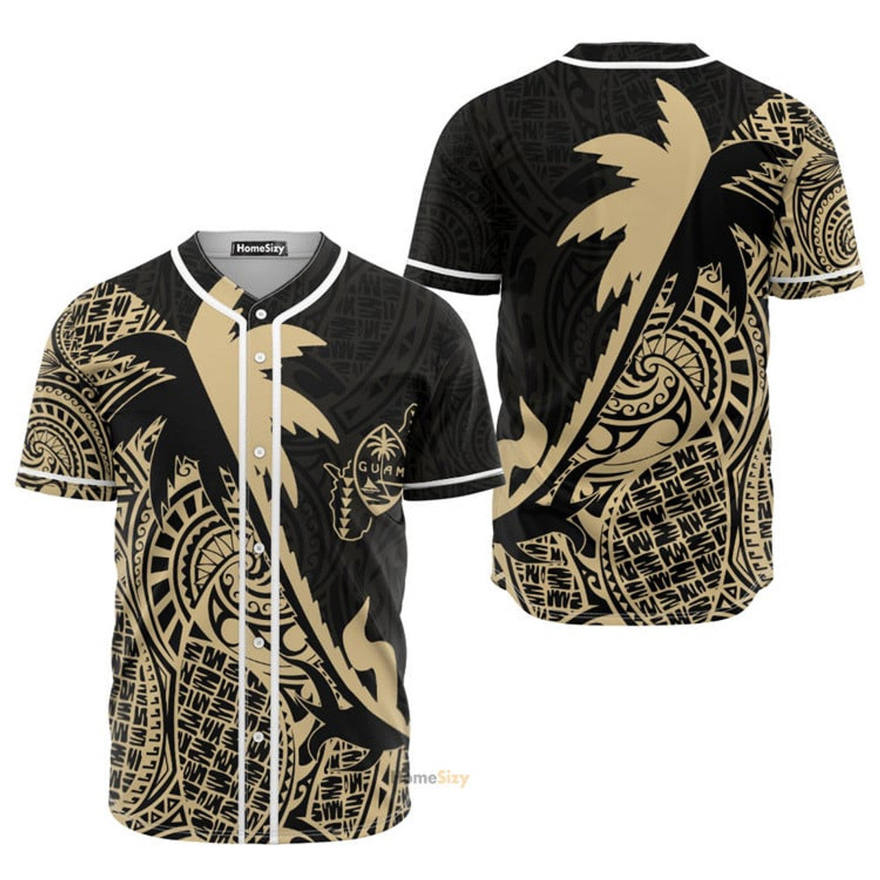 Guam Coconut Palm Gold Tropical Polynesians - Baseball Jersey