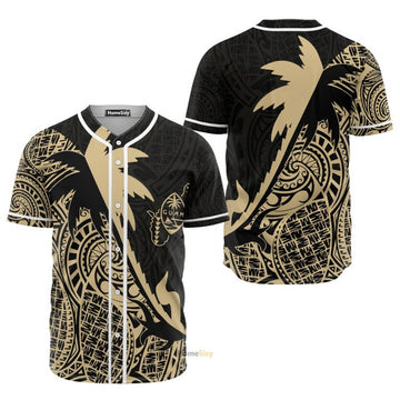 Guam Coconut Palm Gold Tropical Polynesians - Baseball Jersey