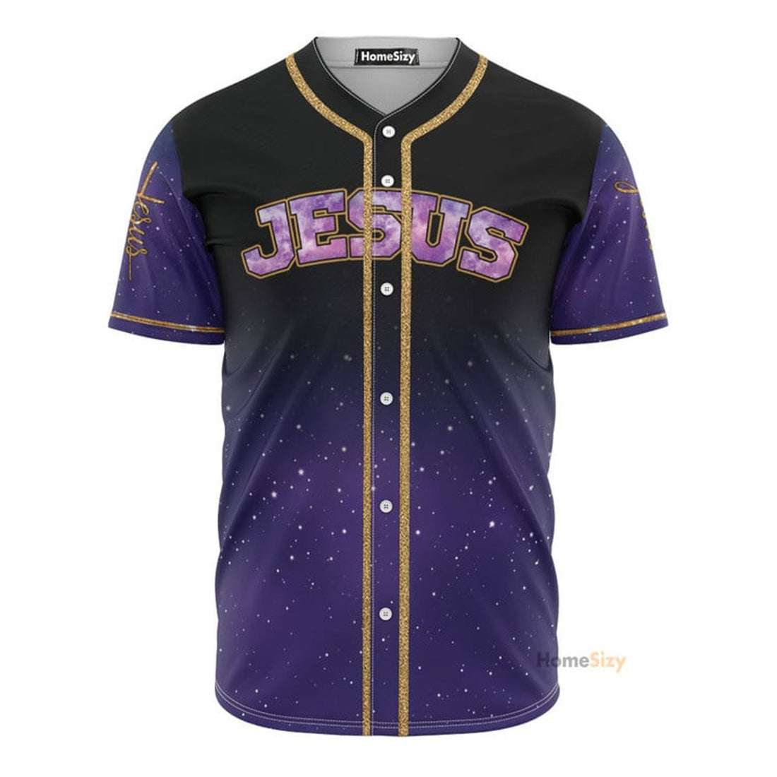 Jesus And Lion Purple Galaxy - Baseball Jersey