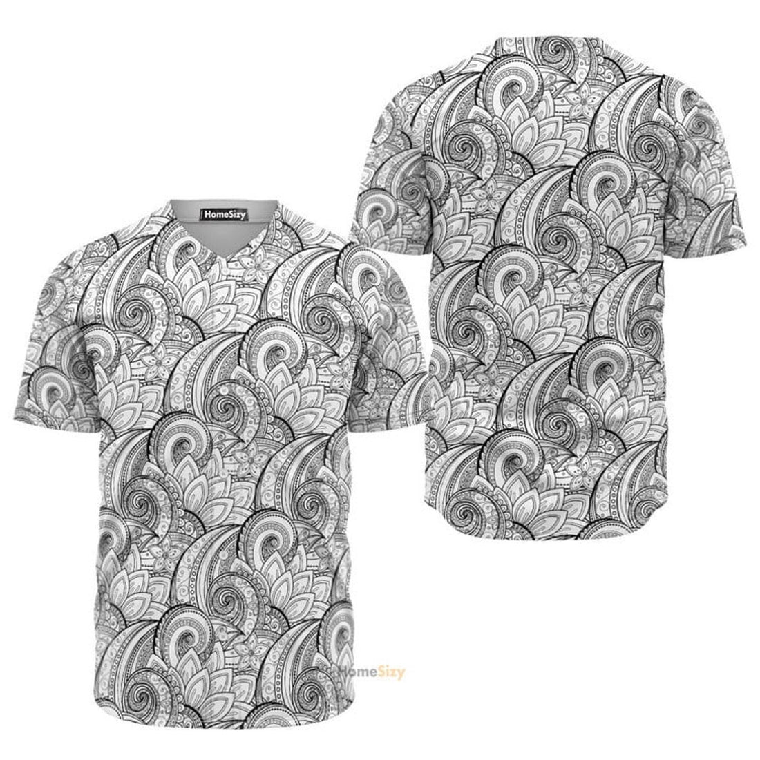 Zentangle Flower Pattern - Baseball Jersey