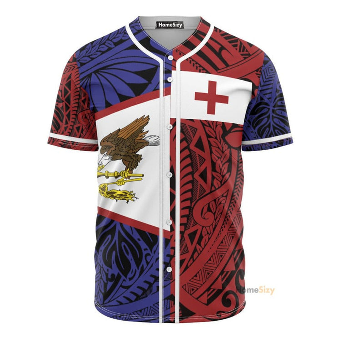 American Samoa And Tonga Polynesian Pattern - Baseball Jersey