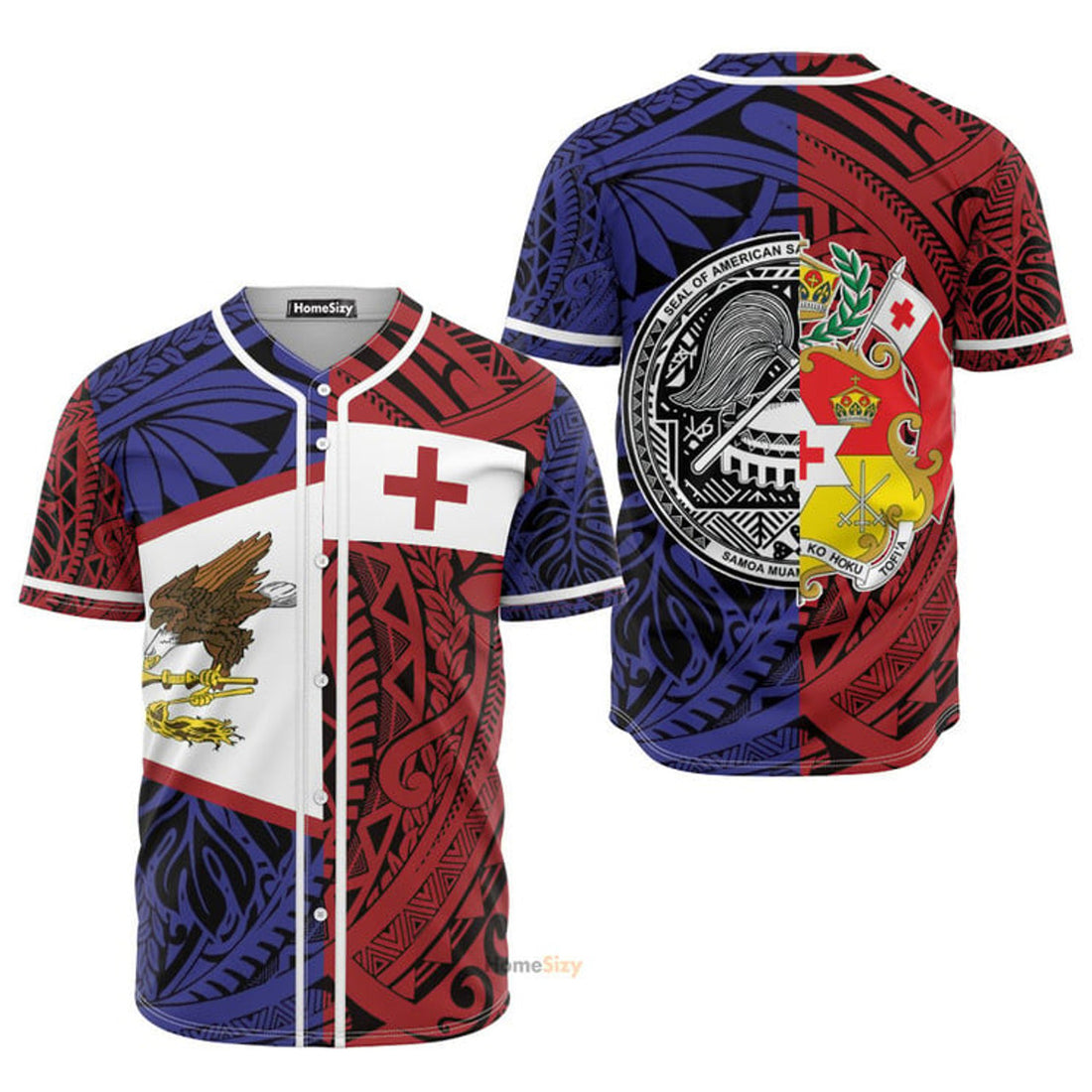 American Samoa And Tonga Polynesian Pattern - Baseball Jersey