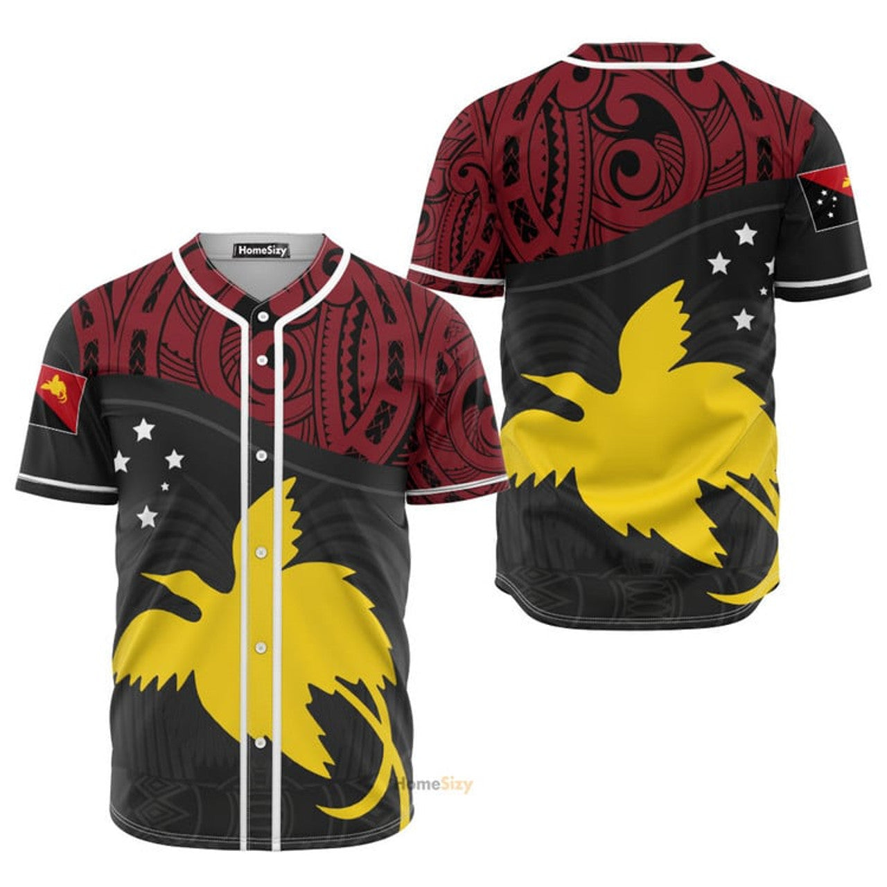 Papua New Guinea Flag with Raggiana Bird Of Paradise - Baseball Jersey