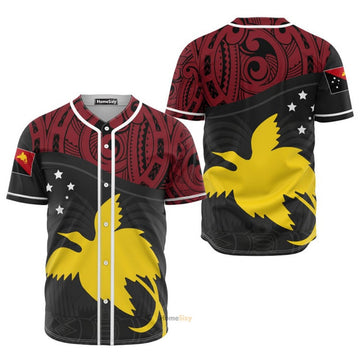 Papua New Guinea Flag with Raggiana Bird Of Paradise - Baseball Jersey