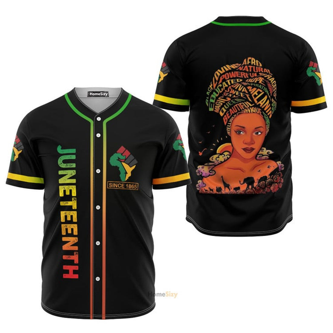 Juneteenth Since 1865 Afro Girl Magic African American - Baseball Jersey