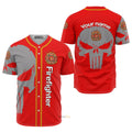 Custom Name Firefighter Skull - Personalized Baseball Jersey