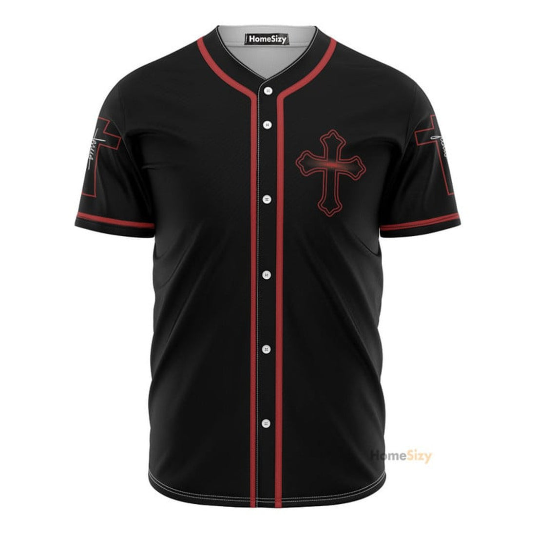 Jesus Cross Black And Red - Baseball Jersey