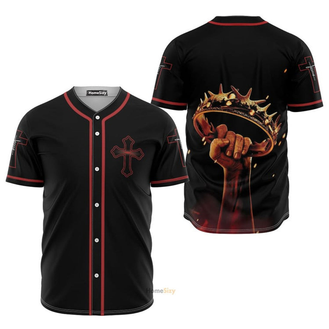 Jesus Cross Black And Red - Baseball Jersey
