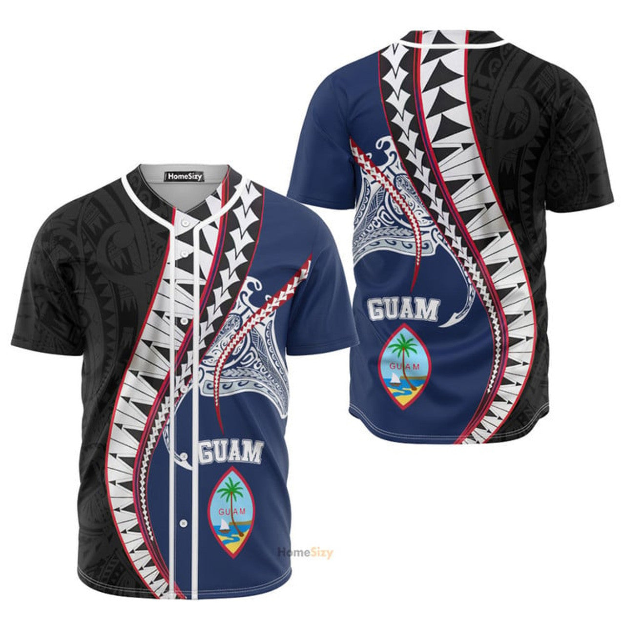 Guam Polynesian Manta - Baseball Jersey
