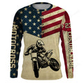 FUNSTUFFPRINT Custom Motocross Racing Jersey, UV Protection American Flag MotoX Dirt Bike 3D Long Sleeve T-Shirt