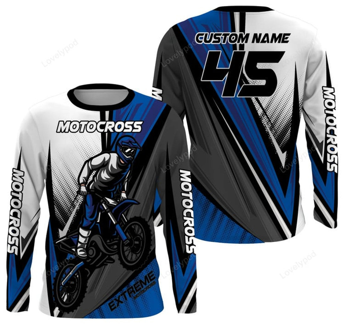 FUNSTUFFPRINT Custom Motocross Jersey UPF 30+, Dirt Bike Motorcycle Off-Road Racing 3D Long Sleeve T-Shirt