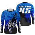 FUNSTUFFPRINT Custom Motocross jersey , UV extreme blue MX shirt off-road motorcycle 3D Long Sleeve T-Shirt
