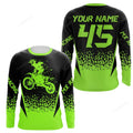 FUNSTUFFPRINT Custom MX Racing Jersey Motocross Green Dirt Bike Riders Off-road Motorcycle 3D Long Sleeve T-Shirt
