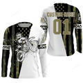 FUNSTUFFPRINT Custom Dirt bike racing jersey Patriotic Motocross offroad American flag motorcycle shirt 3D Long Sleeve T-Shirt