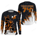 FUNSTUFFPRINT Custom Dirt Bike jersey men women, orange MX racing shirt, biker off-road motorcycle 3D Long Sleeve T-Shirt