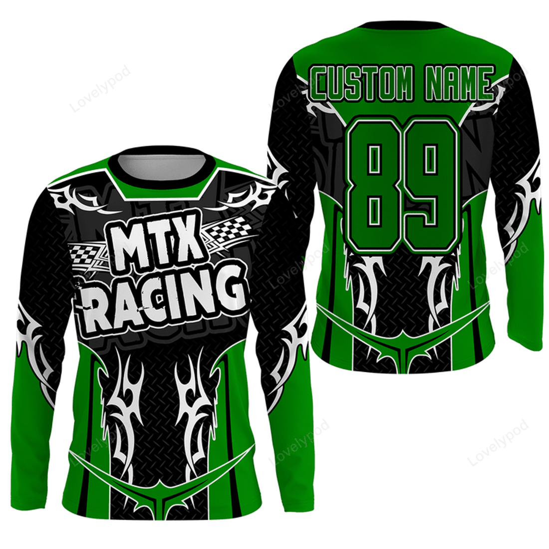 FUNSTUFFPRINT Custom MTX Racing Jersey Motorcycle Dirt Bike Motocross Off-Road Riders Racewear 3D Long Sleeve T-Shirt