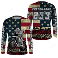 FUNSTUFFPRINT Custom American Flag skull Motocross jersey, UV Patriotic dirt bike racing motorcycle racewear 3D Long Sleeve T-Shirt
