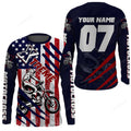 FUNSTUFFPRINT Custom USA Motocross jersey, women men dirt bike off-road extreme racing 3D Long Sleeve T-Shirt