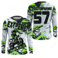 FUNSTUFFPRINT Customized name, number Motocross jersey, green white youth adult UV MX dirt bike 3D Long Sleeve T-Shirt