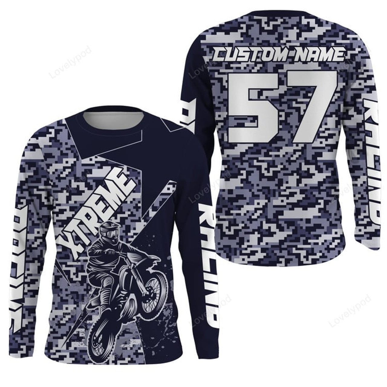 FUNSTUFFPRINT Custom Camo Motocross jersey Motocross, custom off-road racing motorcycle 3D Long Sleeve T-Shirt