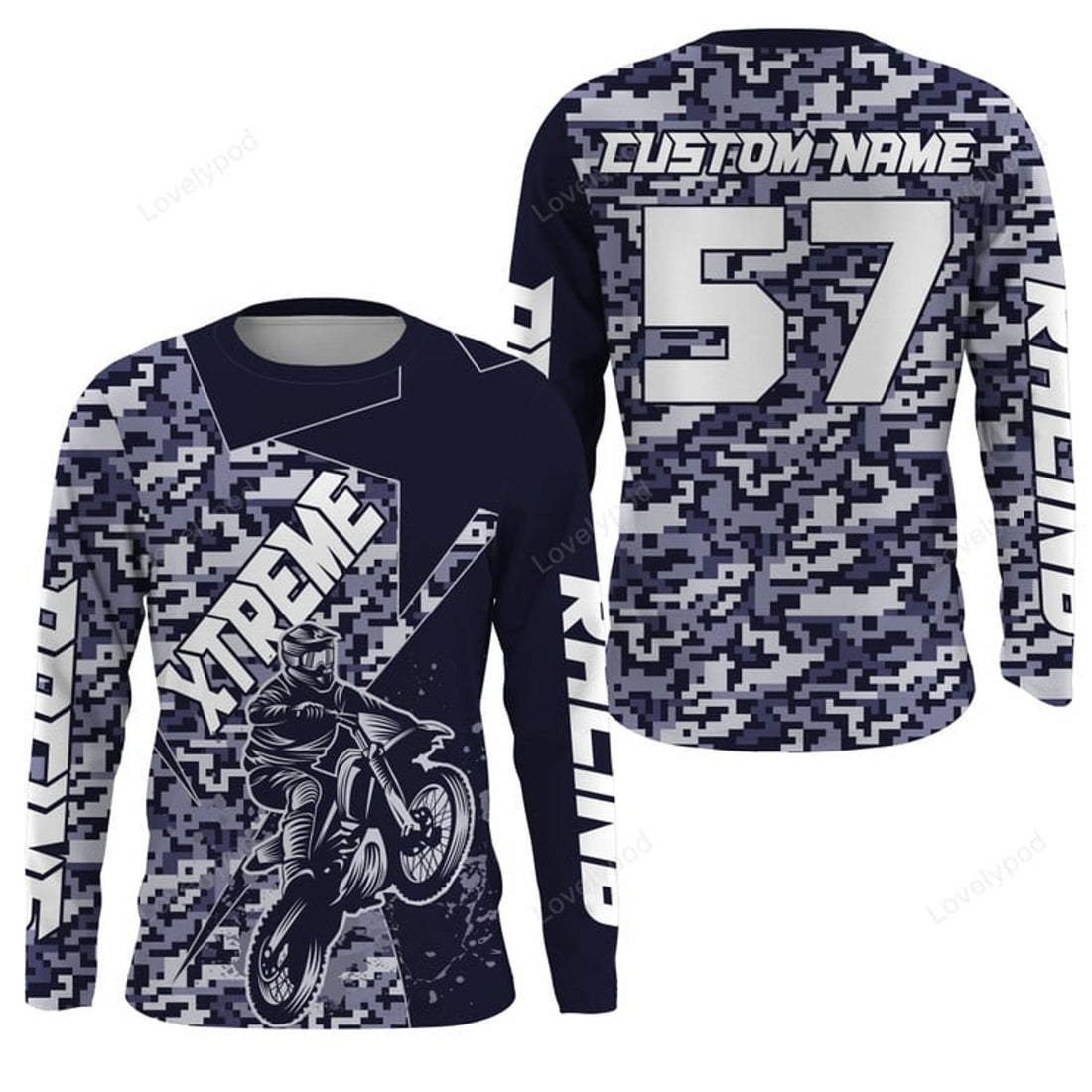 FUNSTUFFPRINT Custom Camo Motocross jersey Motocross, custom off-road racing motorcycle 3D Long Sleeve T-Shirt