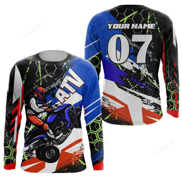 FUNSTUFFPRINT Custom ATV Motocross Jersey, Quad Bike Shirt Adult Off-road Racing 3D Long Sleeve T-Shirt