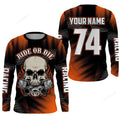 FUNSTUFFPRINT Custom Ride Or Die skull dirt bike men women jersey, orange Motocross shirt motorcycle 3D Long Sleeve T-Shirt