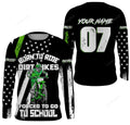 FUNSTUFFPRINT Custom Born To Ride Dirt Bikes Motocross Jersey, Adult Kid MX Racing 3D Long Sleeve T-Shirt