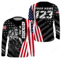 FUNSTUFFPRINT Custom dirt bike jersey Patriotic motocross off-road American flag extreme MX racing 3D Long Sleeve T-Shirt
