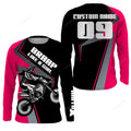 FUNSTUFFPRINT Custom Women Motocross jersey, pink dirt bike MX racing brap like a girl off-road 3D Long Sleeve T-Shirt