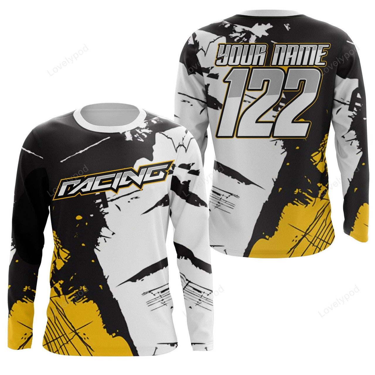 FUNSTUFFPRINT Custom Racing , Motorcycle Bicycle Riding Dirt Bike Cycling Off-Road Riders Jersey 3D Long Sleeve T-Shirt