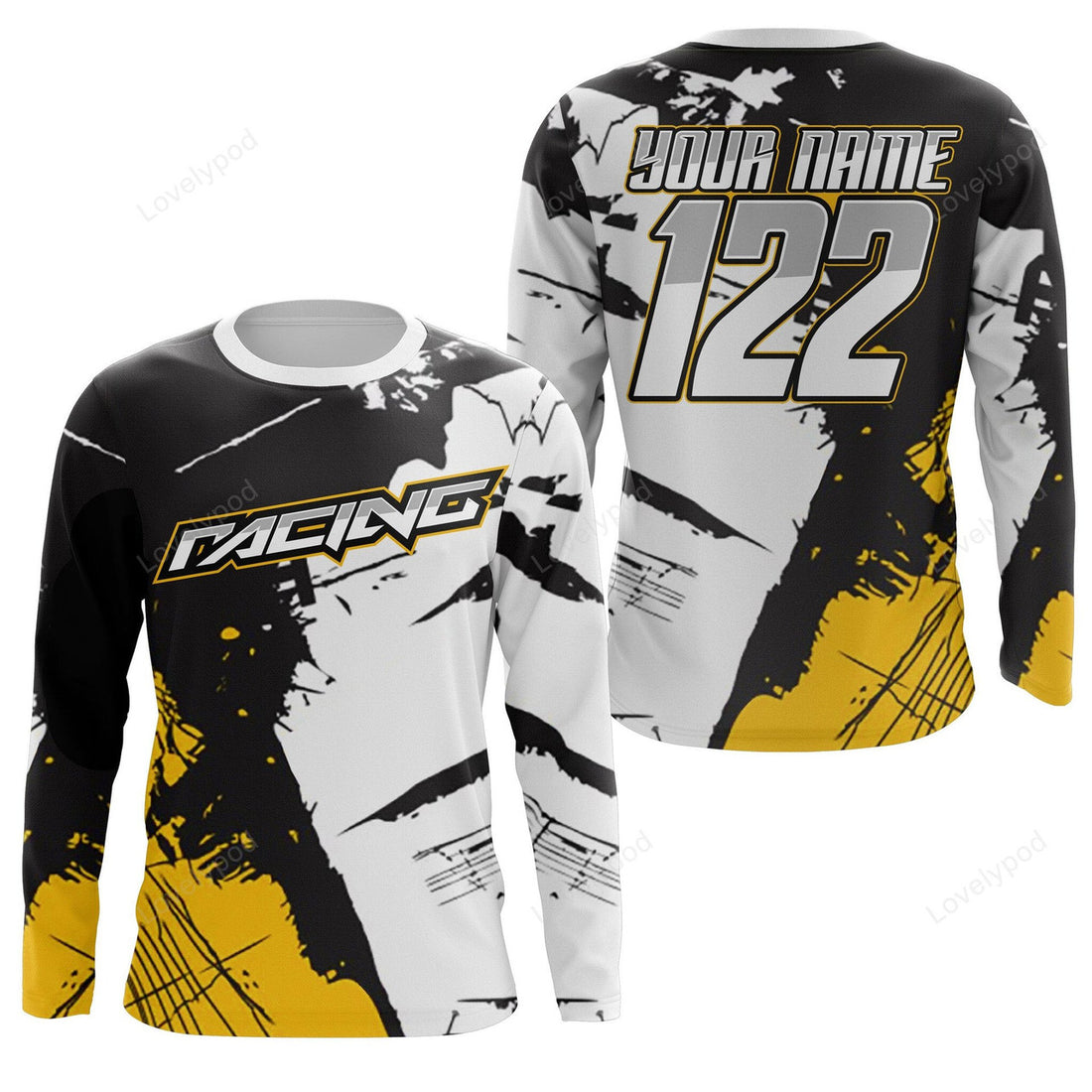 FUNSTUFFPRINT Custom Racing , Motorcycle Bicycle Riding Dirt Bike Cycling Off-Road Riders Jersey 3D Long Sleeve T-Shirt