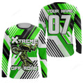 FUNSTUFFPRINT Custom irt Bike Jersey Green Men Women, Motocross Supercross Racing 3D Long Sleeve T-Shirt