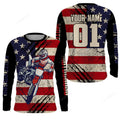 FUNSTUFFPRINT Custom American Flag MX Jersey, Dirt Bike Shirt Men Women Motocross Patriotic 3D Long Sleeve T-Shirt