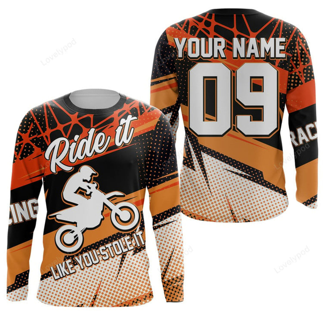 FUNSTUFFPRINT Custom Ride It Like You Stole It Motocross Jersey Adult, Dirt Bike 3D Long Sleeve T-Shirt