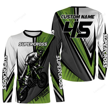 FUNSTUFFPRINT Custom Supercross Riding Jersey, Motorcycle Off-Road Riders Dirt Bike Racing 3D Long Sleeve T-Shirt
