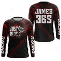 FUNSTUFFPRINT Custom Motocross Jersey, Racing Dirt Bike Shirt Red Off-Road MX 3D Long Sleeve T-Shirt