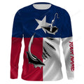 FUNSTUFFPRINT Custom Fishing 3D Fish Hook Texas Flag fishing 3D Long Sleeve T-Shirt