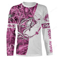 FUNSTUFFPRINT Custom fishing tattoo full printing pink fishing shirt, fishing , Gift for fishing lover 3D Long Sleeve T-Shirt