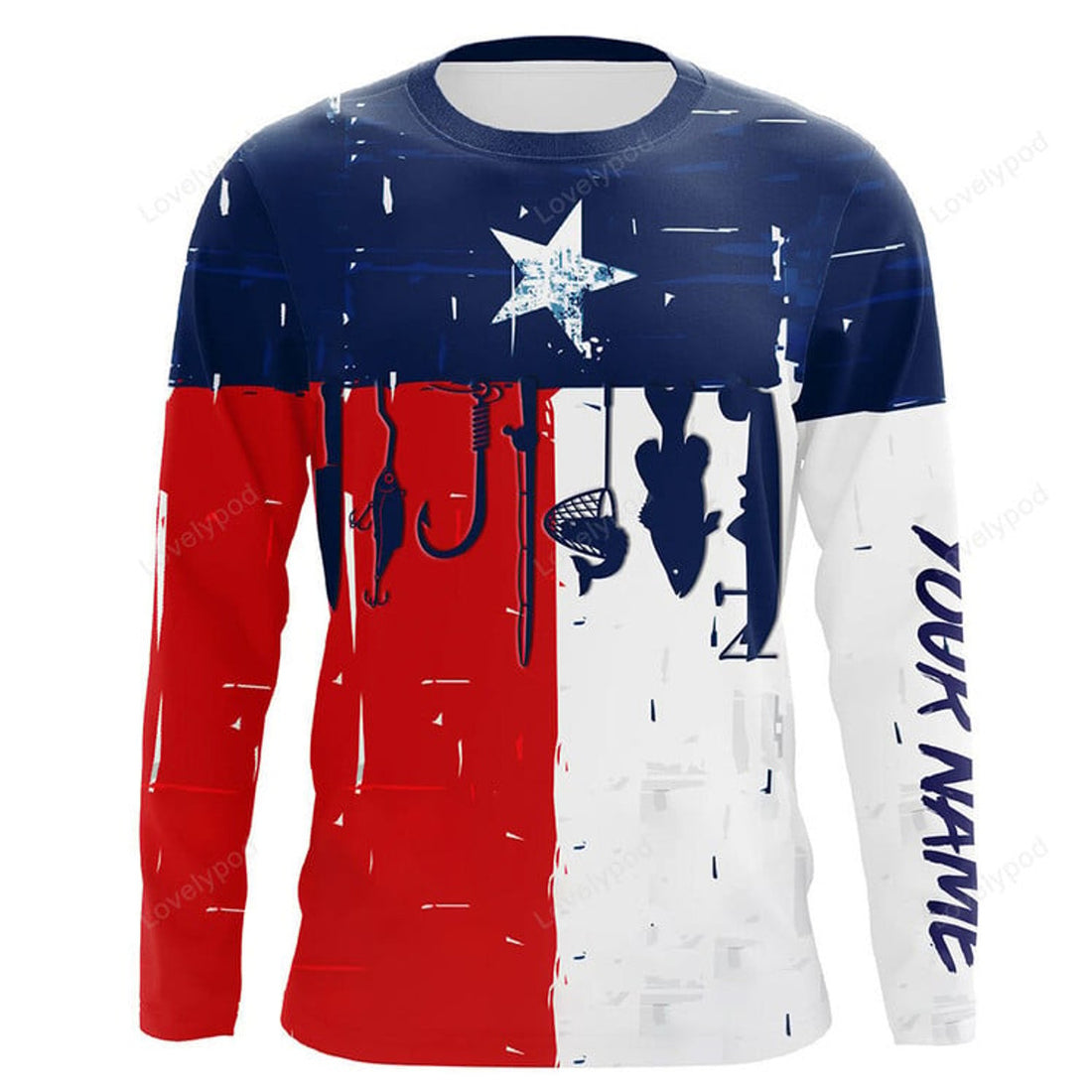 FUNSTUFFPRINT Custom Texas flag UV protection fishing shirt fishing jersey for fisherman, fishing , Gift for fishing lover 3D Long Sleeve T-Shirt
