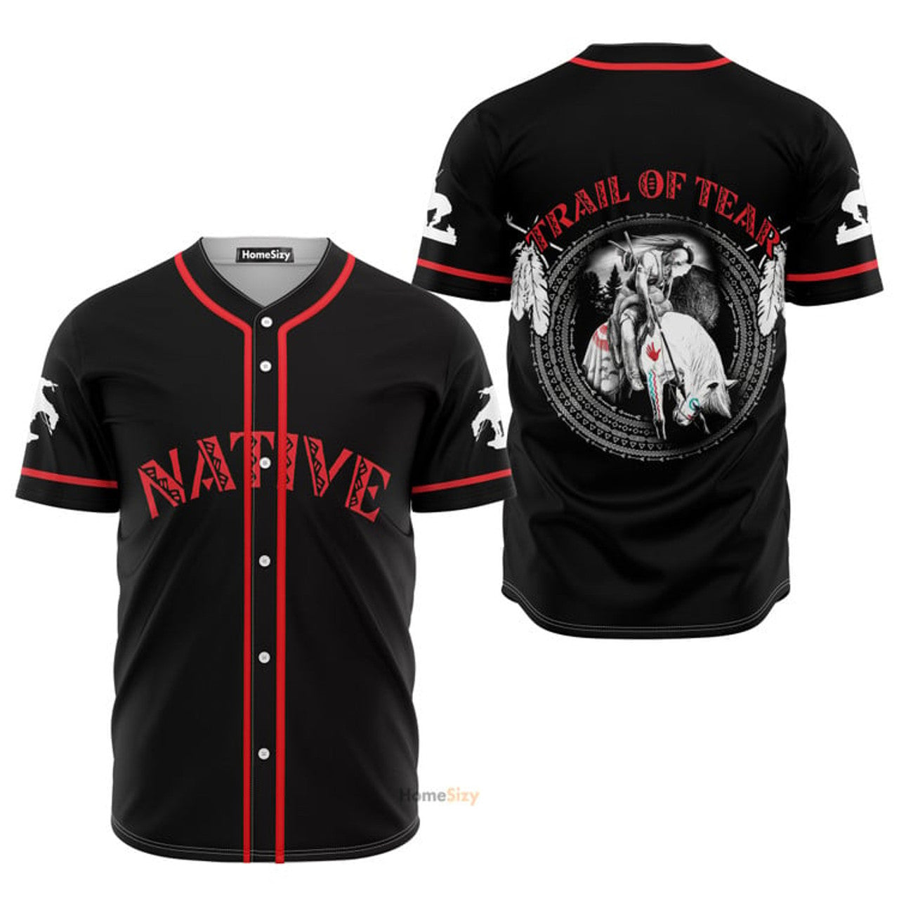 Native American Black Red - Baseball Jersey