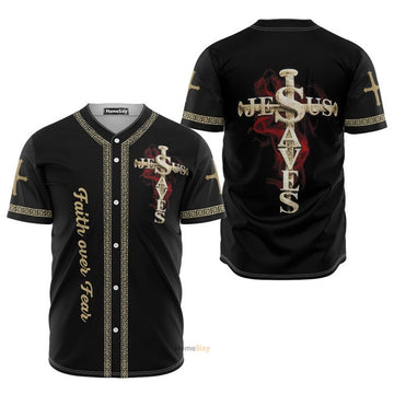 Holiday Jesus Faith Over Fear - Baseball Jersey