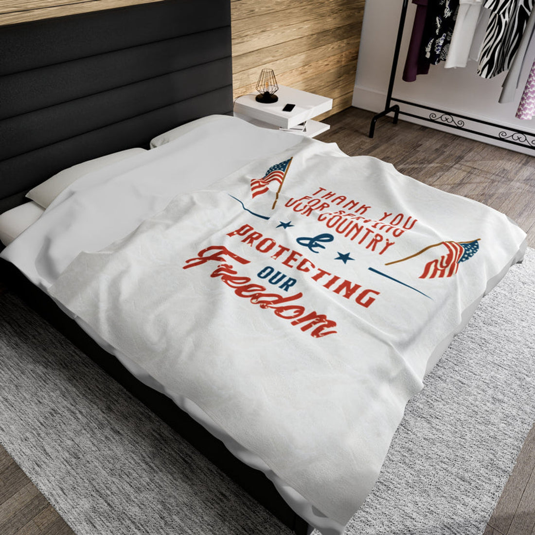 FUNSTUFFPRINT Thank You Veterans Velveteen Plush Blanket