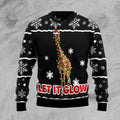 FUNSTUFFPRINT Giraffe Let It Glow Ugly Christmas Sweater for men and women Ugly Sweater