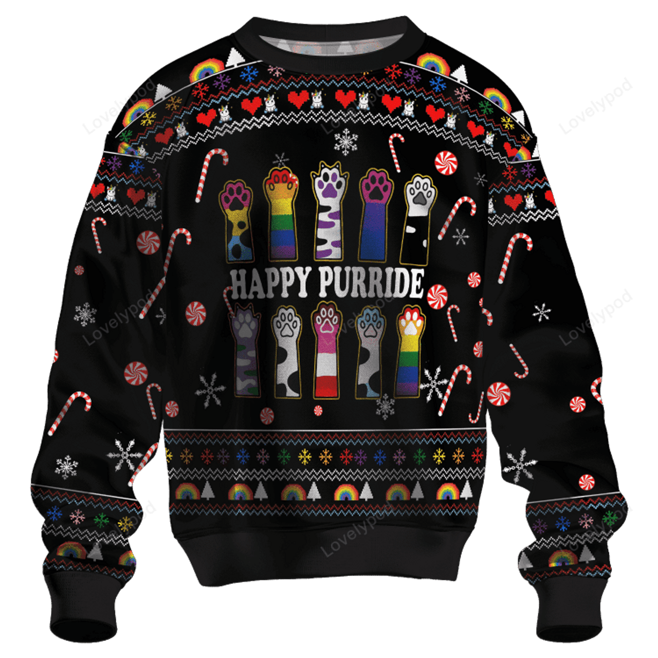 FUNSTUFFPRINT Happy Purride Ugly Christmas Sweater for men and women Ugly Sweater