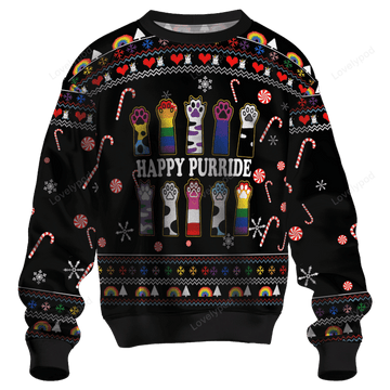 FUNSTUFFPRINT Happy Purride Ugly Christmas Sweater for men and women Ugly Sweater