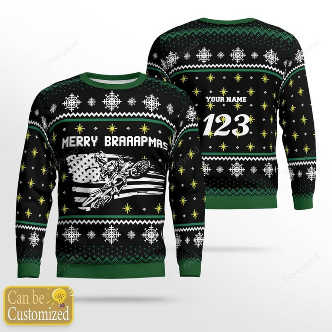 FUNSTUFFPRINT Custom Merry braaapmas Xmas Motocross rider Ugly Christmas sweater for men, Motocross sweatshirt, Gift for biker Motocross lover Ugly Sweater