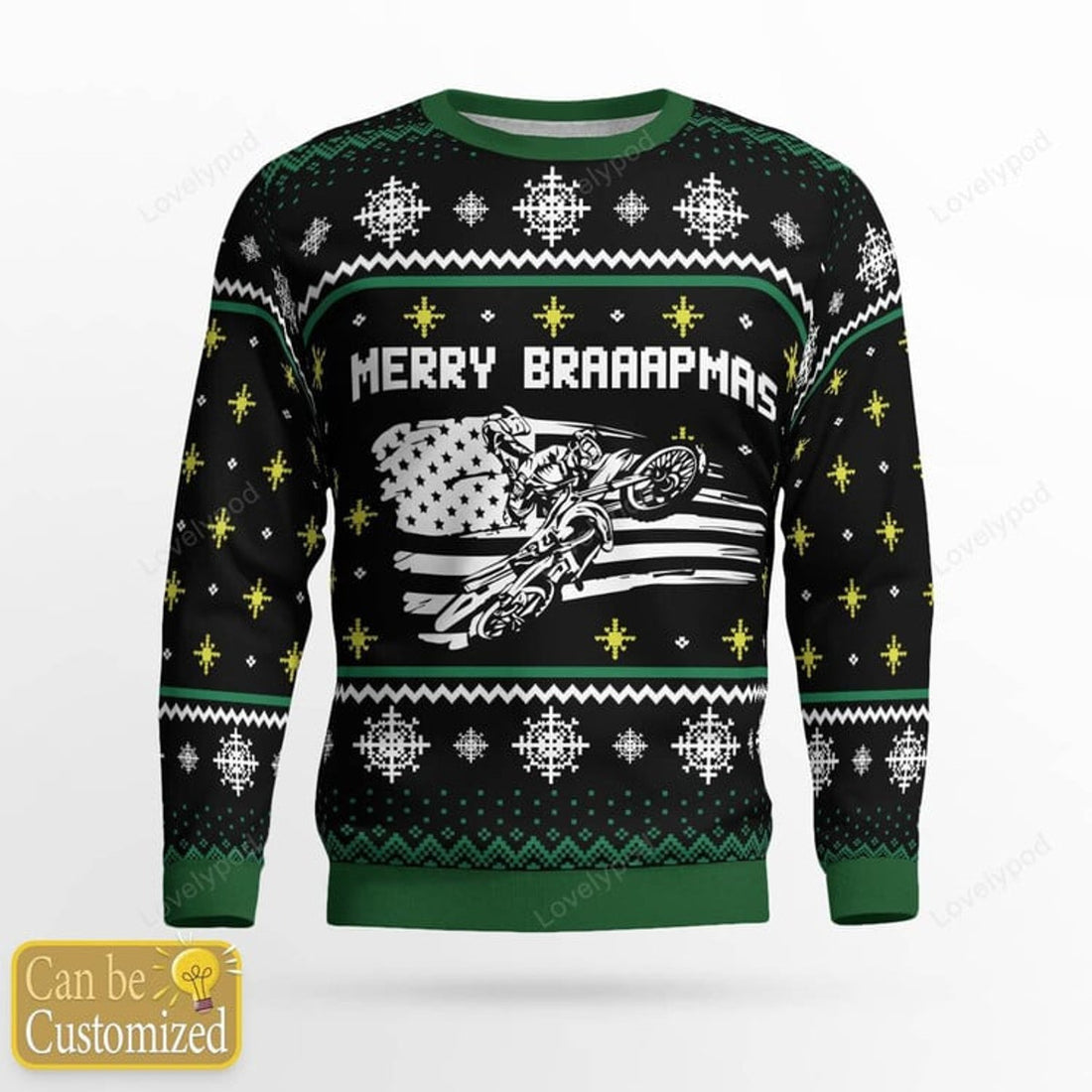 FUNSTUFFPRINT Custom Merry braaapmas Xmas Motocross rider Ugly Christmas sweater for men, Motocross sweatshirt, Gift for biker Motocross lover Ugly Sweater
